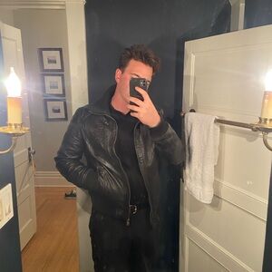 Just Cavalli Black Leather Bomber Jacket